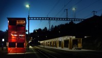 RhB Bahnhof Filisur bei Nacht Juli 2009 